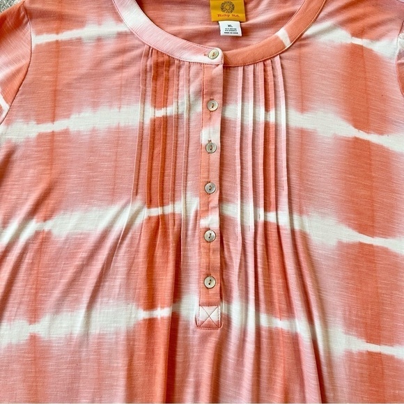 Ruby Rd. Coral Batik Tie Dye Soft Stretch Jersey Tunic Top NWT - Picture 3 of 5